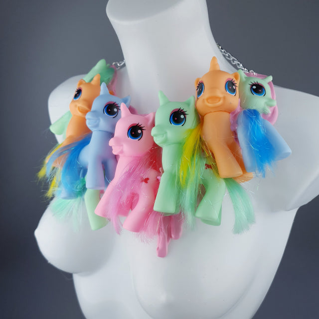 "Jelly Fluff" Colourful Ponies Pink Pudding Neckpiece