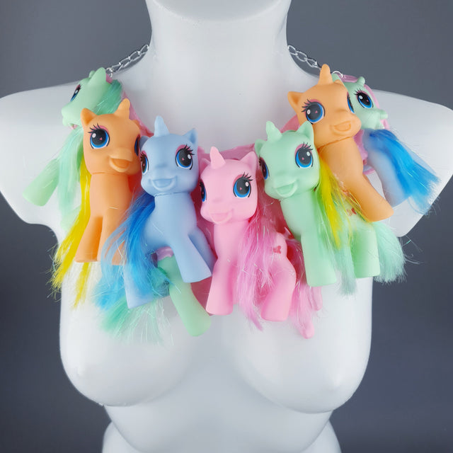"Jelly Fluff" Colourful Ponies Pink Pudding Neckpiece