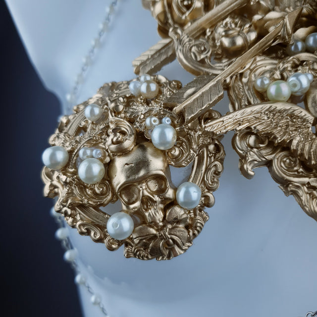 "Manasa" Gold Snake, Rose & Pearl Harness Body Jewellery & Pasties.