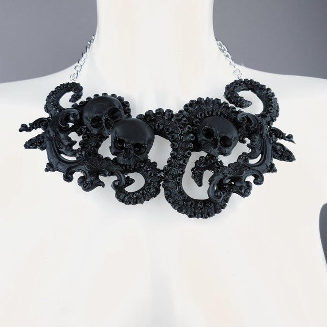 "Noita" Black Skulls, Tentacles & Filigree Necklace