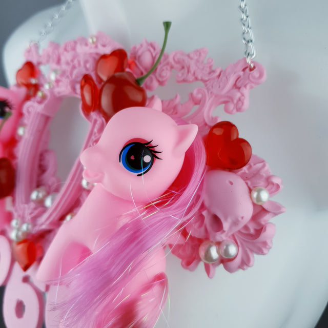 "Babylon" Pastel Pink Pony & Filigree 666 Neckpiece