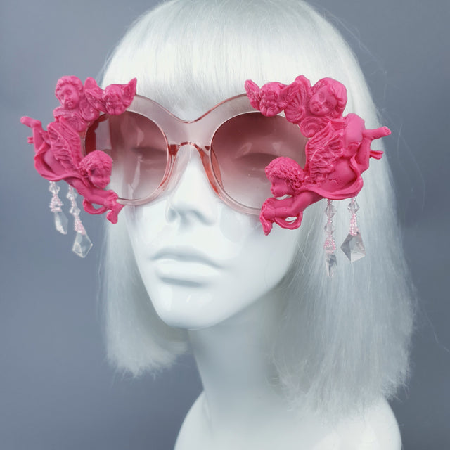 "Paradis" OTT Statement Pink Cherub Filigree & Beading Sunglasses