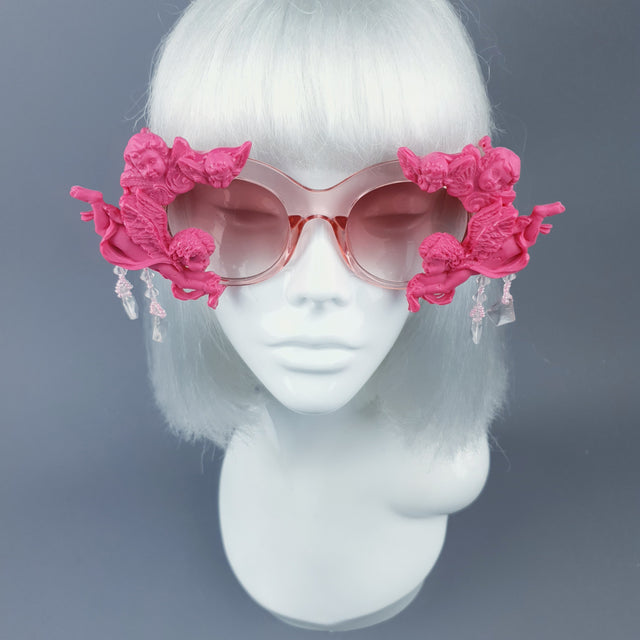 "Paradis" OTT Statement Pink Cherub Filigree & Beading Sunglasses