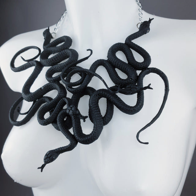 "Pantherophis" Nest of Black Snakes Necklace