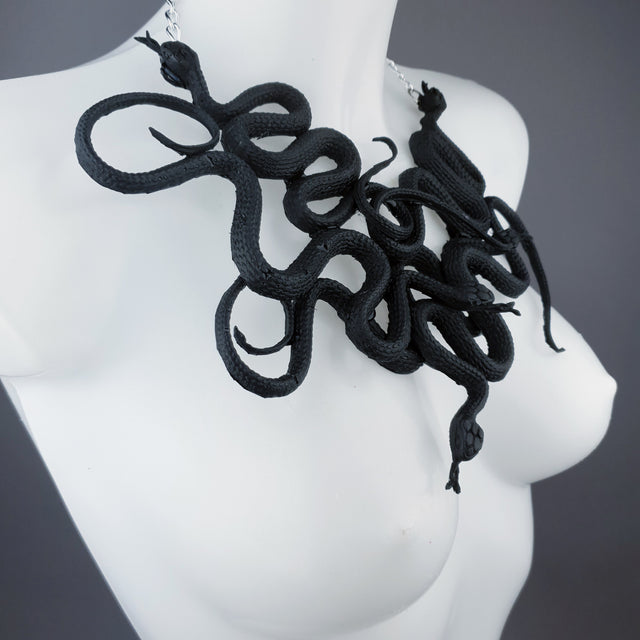 "Pantherophis" Nest of Black Snakes Necklace
