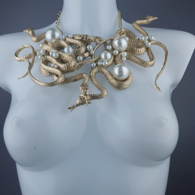 "Pantherophis" Nest of Gold Snakes Necklace