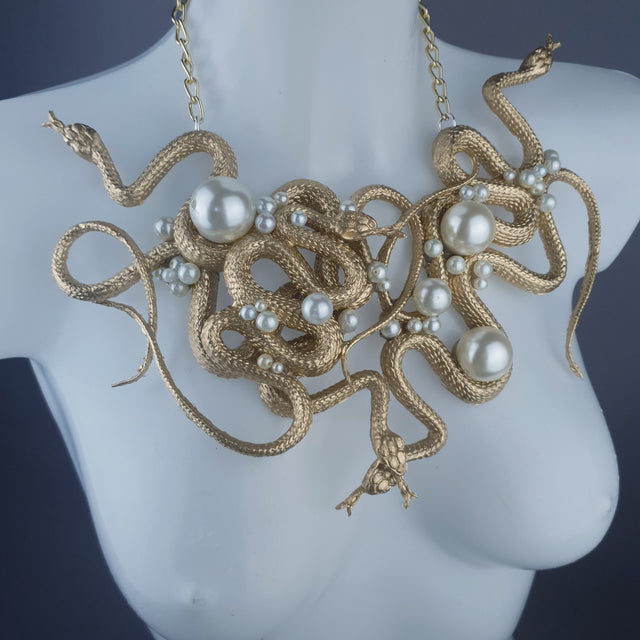 "Pantherophis" Nest of Gold Snakes Necklace