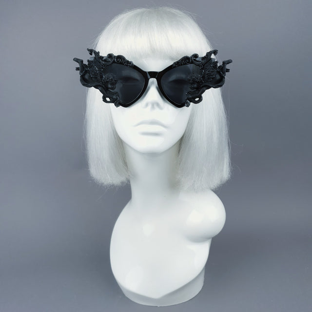 "Uriel"  Black Filigree Cherub Angel Sunglasses