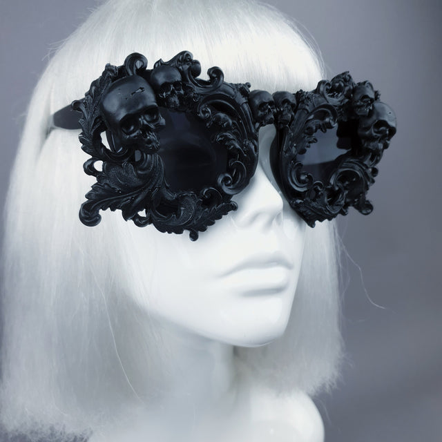 "Mabuz" Black Skull & Filigree Sunglasses