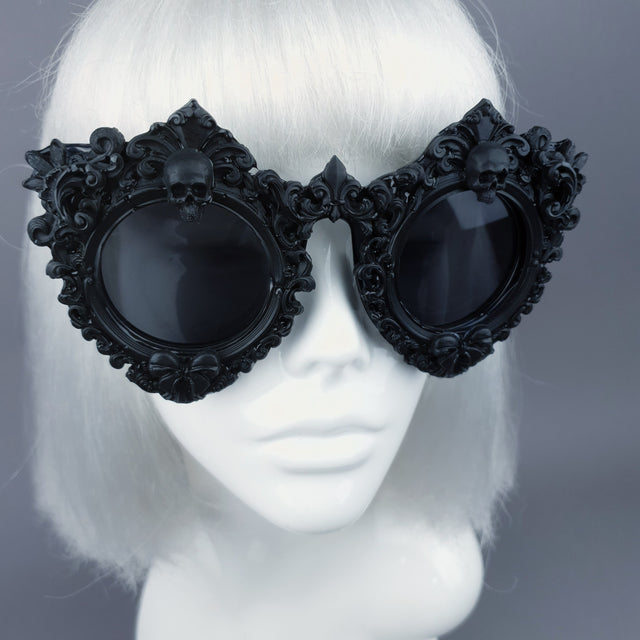 "Periwinkle" Black Filigree & Skull Sunglasses