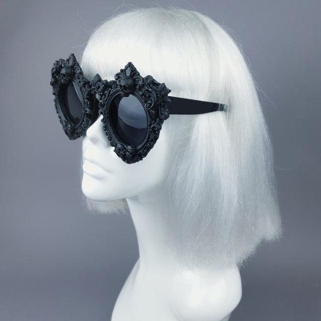 "Periwinkle" Black Filigree & Skull Sunglasses