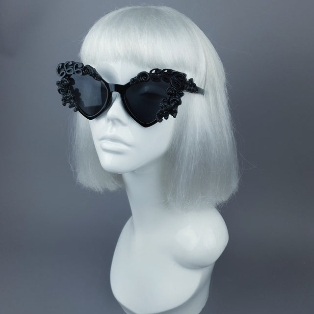 "Conspiracy" Black Filigree 666 Sunglasses