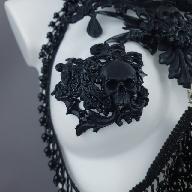 "Manon" Black Filigree 666 & Beading Jewellery Harness with Nipple Pasties