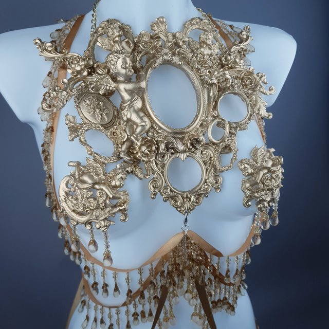 "Celeste" Gold Filigree & Beading Jewellery Harness with Nipple Pasties