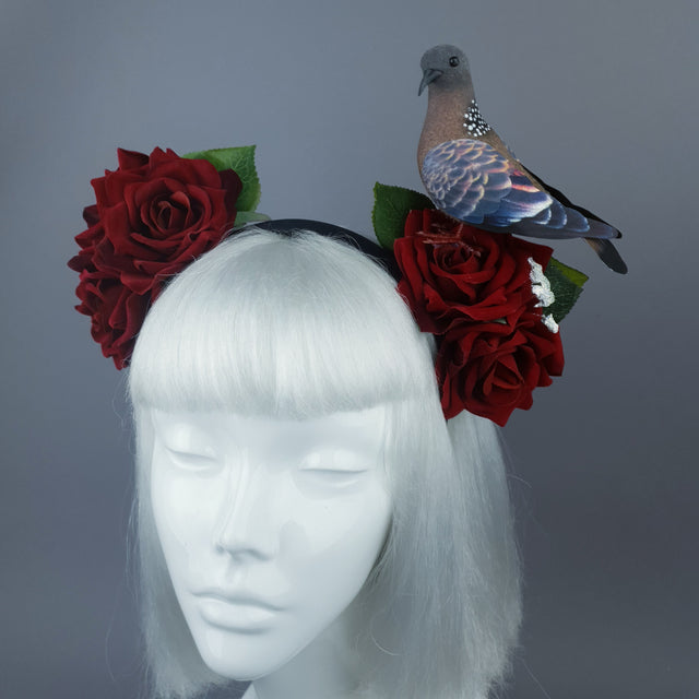 "Dagnabbit!" Whimsical Pigeon Poop & Red Roses Headband
