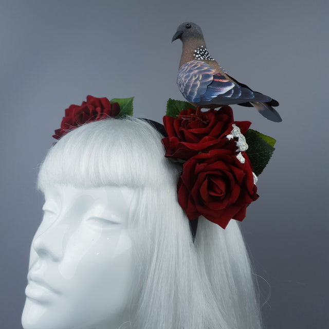 "Dagnabbit!" Whimsical Pigeon Poop & Red Roses Headband