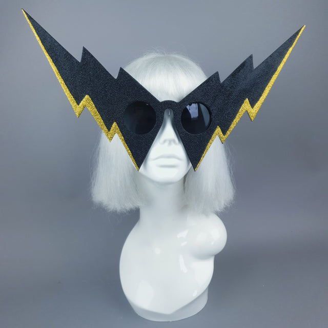 "Villain" Black & Gold Lightening Bolt Sunglasses