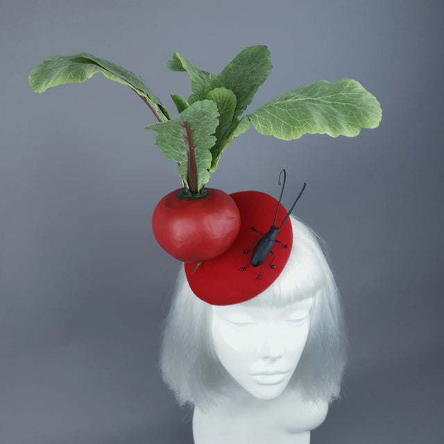 "Buba" Red Beetroot & Bug Fascinator Hat
