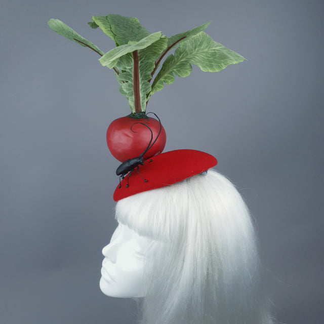 "Buba" Red Beetroot & Bug Fascinator Hat