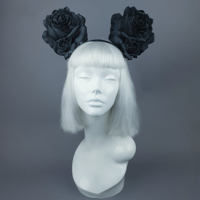 "Oreille" Giant Black Rose Ears Headband