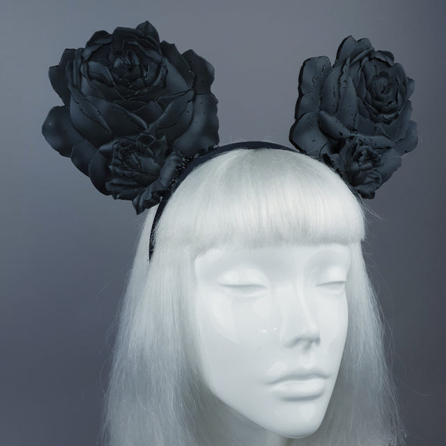 "Oreille" Giant Black Rose Ears Headband