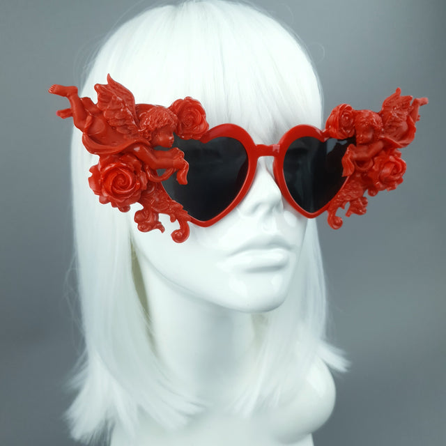 "Doux" Red Heart Shaped Cherub Sunglasses