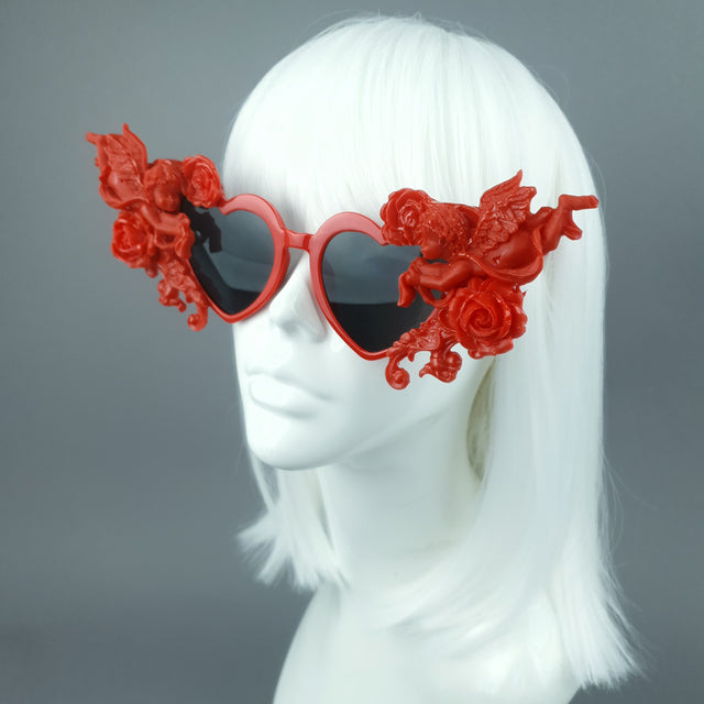 "Doux" Red Heart Shaped Cherub Sunglasses