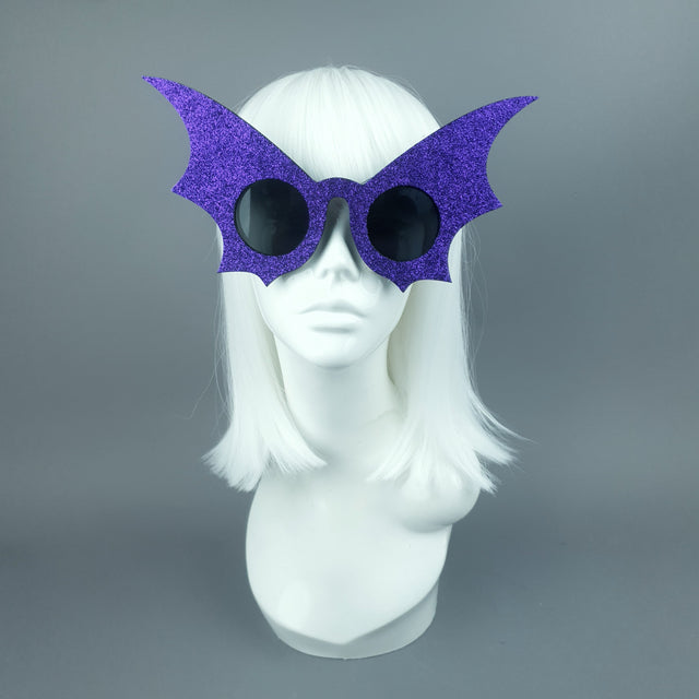 "The Night Flier" Purple Glitter Bat Wing Sunglasses