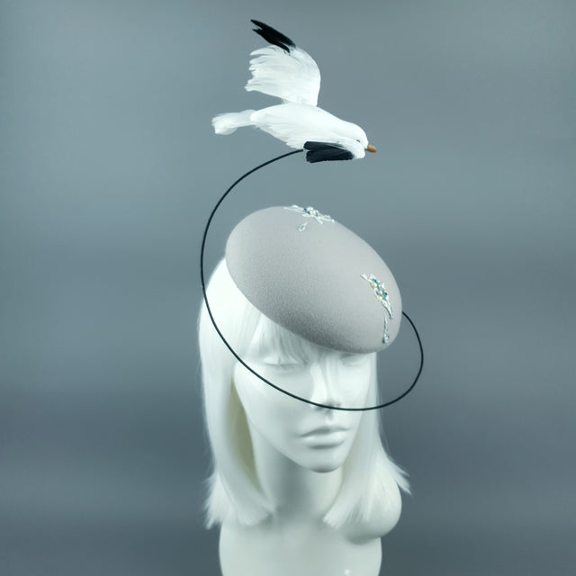 "Mierda" Kitsch Glitter Seagull Poop Fascinator Hat