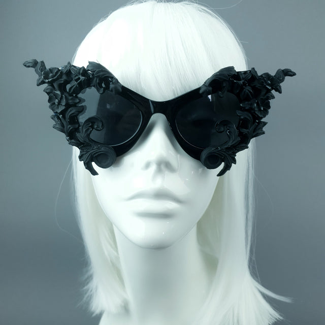 "Neith" Black Cat Eye Filigree Sunglasses