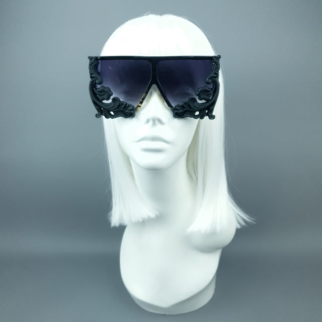 "Laszlo" Black Filigree Unisex Sunglasses
