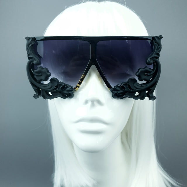 "Laszlo" Black Filigree Unisex Sunglasses