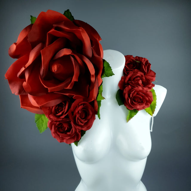 "Flor" Red Rose Collar Shoulder Neckpiece