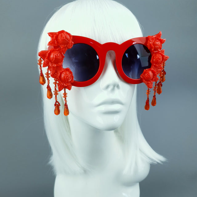 "Alala" Red Roses & Beading Sunglasses