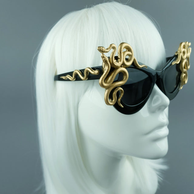 "Medusa" Gold Snake Black Sunglasses