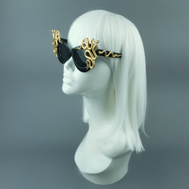"Medusa" Gold Snake Black Sunglasses