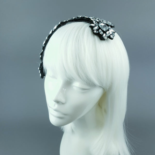 "Monroe" Silver Clear Vintage Inspired Jewel Fascinator Hat