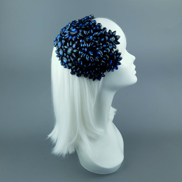 "Monroe" Deep Blue Vintage Inspired Jewel Fascinator Hat