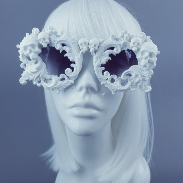"Mabuz" White Skull & Filigree Sunglasses