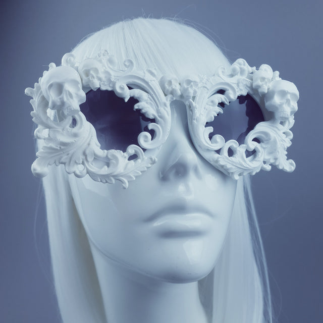 "Mabuz" White Skull & Filigree Sunglasses
