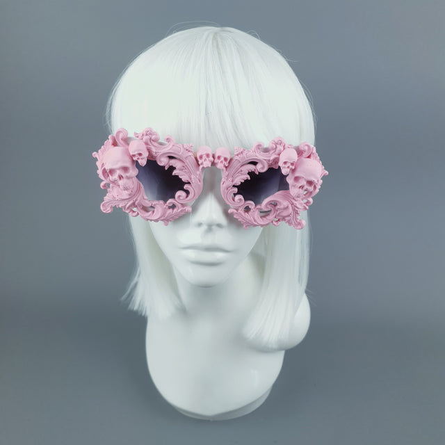 "Mabuz" Pink Skull & Filigree Sunglasses