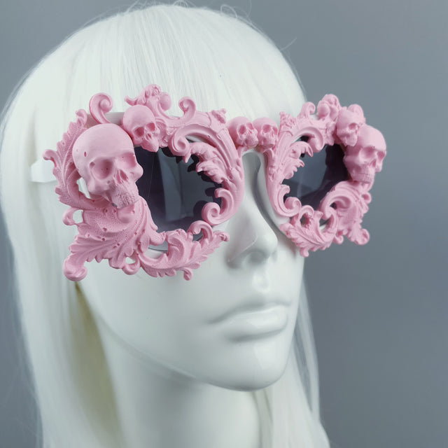 "Mabuz" Pink Skull & Filigree Sunglasses