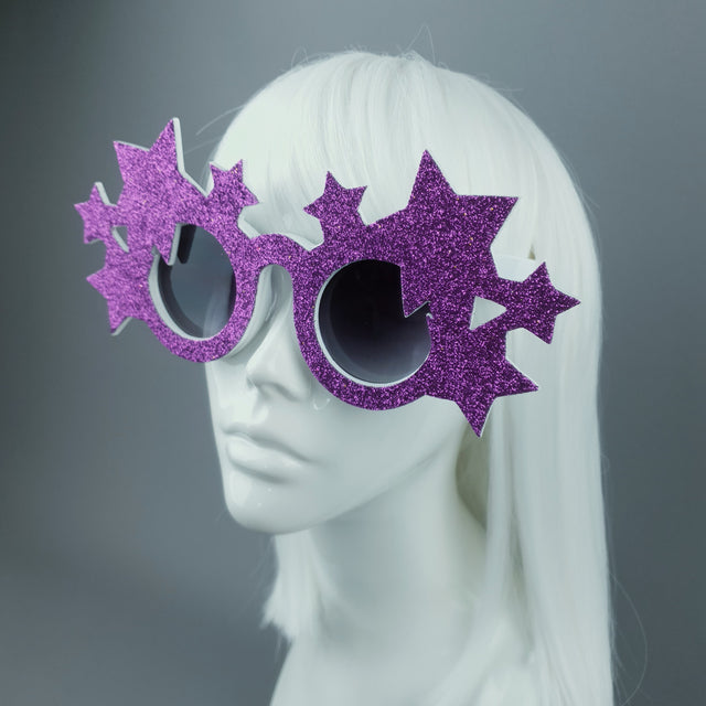 "Bright Star" Fuschia Glitter Stars Sunglasses