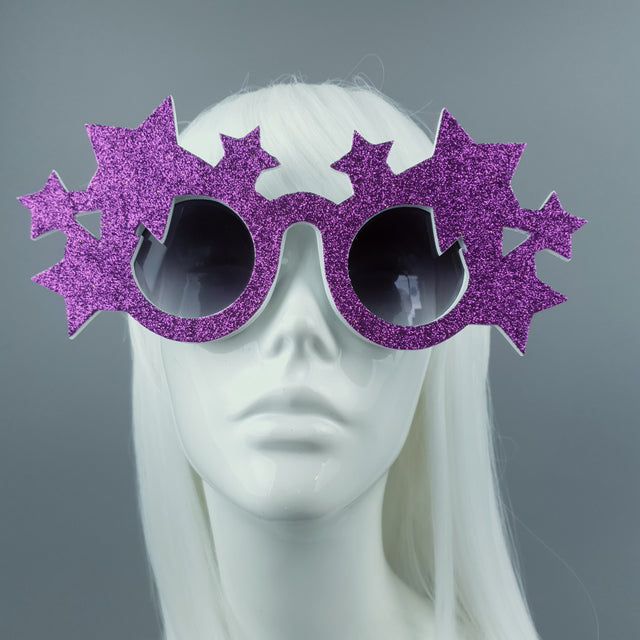 "Bright Star" Fuschia Glitter Stars Sunglasses