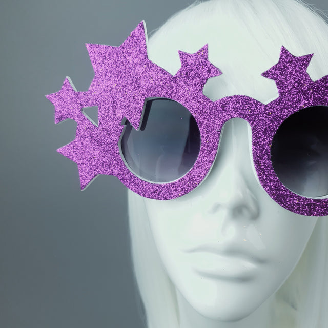 "Bright Star" Fuschia Glitter Stars Sunglasses