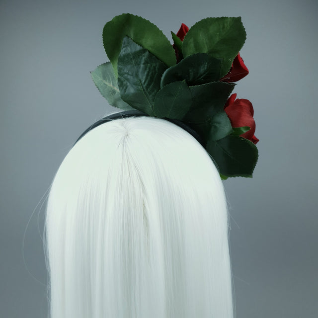 "Spell" Red Rose & Filigree Fascinator Hat Headdress