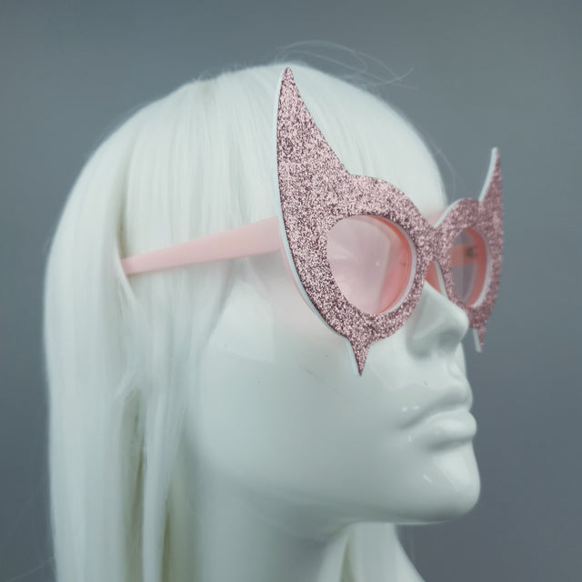 "Diablo" Pink Glitter Devil Horn Sunglasses