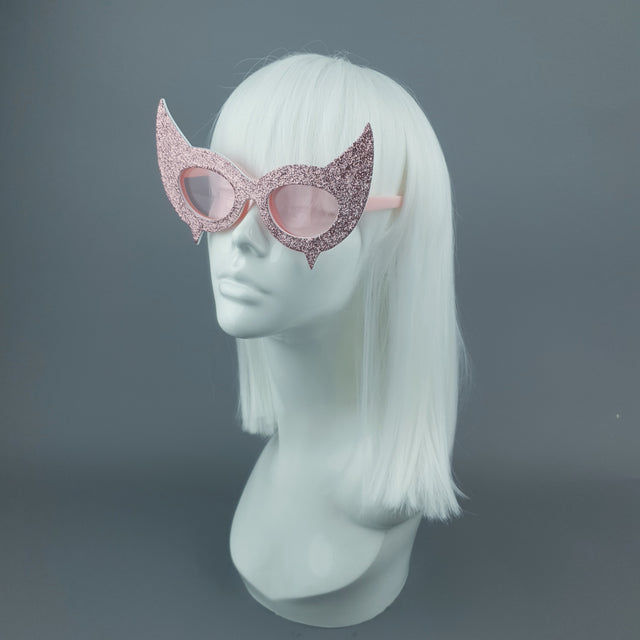 "Diablo" Pink Glitter Devil Horn Sunglasses