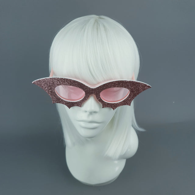 "Bela" Pink Glitter Bat Sunglasses