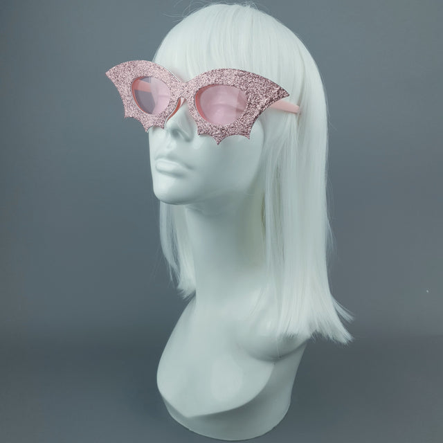 "Bela" Pink Glitter Bat Sunglasses
